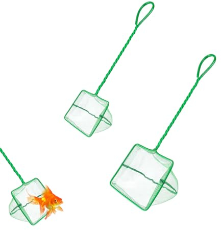 CHENYU 3 Stück Mini Aquarium Kescher Net mit Geflochtenem Metallgriff Klein Kescher Fischnetz Quadratischer Aquarium Kescheraquarium Kescherr 2 Größen für Fischbecken Kleine Teiche Pools