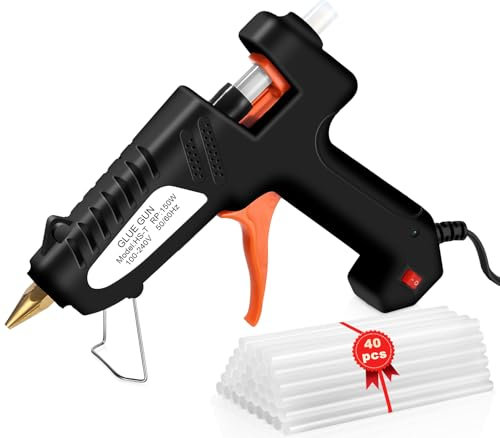 Pistola de Silicona Caliente, 150W Pistola Pegamento Profesional, Con 40pcs 11x150mm Barra de Pegamento,Pistola Cola Quente Adecuada Uso Casero, DIY