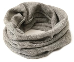 YUONNY 100 % kashmir loop halsduk för kvinnor män, mjuk varm stickad tubhalsduk solid färg, höst vinter rund halsduk unisex mode cirkel halsvärmare vindtät loop stickad halsduk, varm present grå