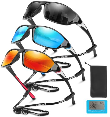 CLIUNT Polarized Cycling Sports Sunglasses, 3Pcs UV400 Protection Running Sunglasses for Men Women, Wrap Around Sunglasse, Sports sunglasse, Ski sunglasse for Cycling Fishing Driving