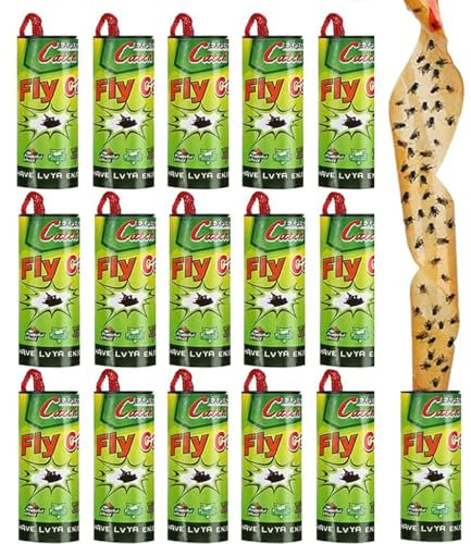 BTORER Fly Paper Strips, 8Pcs Flies Ribbon Sticky Traps Effective Flying Catcher Sticky Flies Traps Ribbon Fly Strips Indoor Catcher for Flying Insects, Gnat, Insect, Mosquito Indoor Outdoor