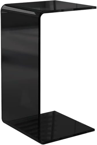 Tavolino da Spuntino Ad Angolo Rettangolare Minimalista A Forma di C da Tavolo in Acrilico Chiaro Nordico di Lusso per Soggiorni Piccoli Spazi 30 * 30 * 65 Cm, Black
