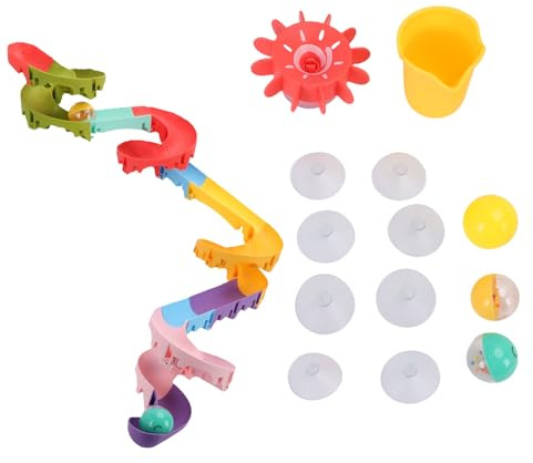 NOENNULL Kleinkind-Badespielzeugbahn, Rutschbahn-Badespielzeug mit Starkem Saugnapf, Baby-Badespielzeug-Wasserrutsche, Badewannenspielzeug-Rutschbahn, Rotierendes Rutschenset für