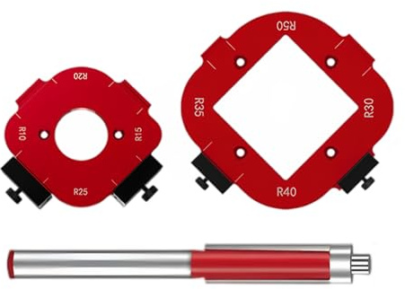 Lonwiner 2 stycken fräsmallar överfräs, fräser för överfräs R10-R25 R30-R50 kantfräs 5 i 1 träplatta DIY precis träbearbetning för proffs, röd