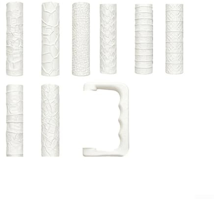 Leriton 9-Piece Texture Roller Set for Clay| 3D Printed Texturing Tools with Ergonomic Handle for Miniature Model Making| Tabletop Gaming Scenes and Pottery Art Projects