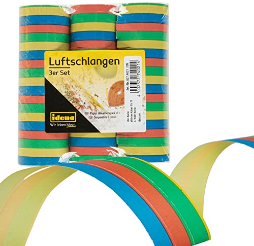 Idena 8274021 - Banderoles, 3 rouleaux, multicolore, en papier, décoration, anniversaire, carnaval, fête à thème