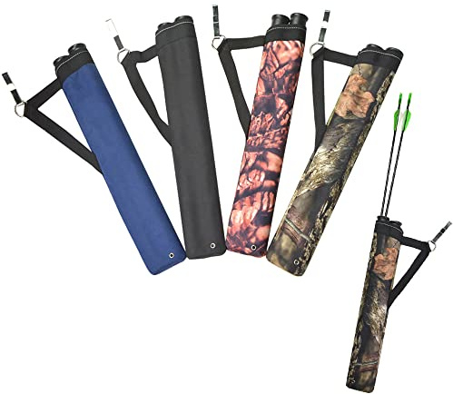 2-Tubes Hunting Archery Quiver Arrow Quiver Bag Tube Arrow Quiver with Shoulder Strap for Arrow Carrier Tube Back Use (Black)