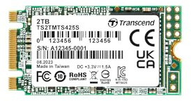 Transcened MTS425S 2TB M.2 2242 SATA III B+M Key, 3D NAND, DRAM-Less, Bis zu 550/500 mb/s, Interne SSD für Gaming-Handhelds, Ultrabooks und NUC