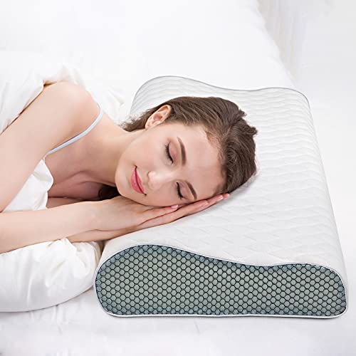 Fityou Ergonomisches Schlafkissen, Memory Foam Kopfkissen, nackenstützkissen, Höhenverstellbar, waschbarer Kissenbezug(60x35x9/11cm)