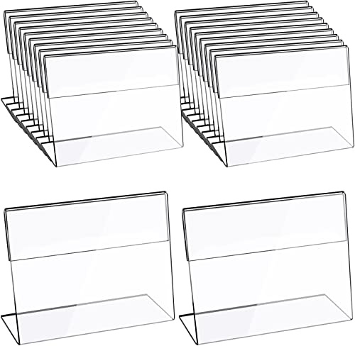 CCCYMM 20 Pcs A6 Acrylic Sign Holder Clear Picture Frame Photo Sign Slanted Back Brochure Display Stand Transparent Flyer Holder for Office Desktop Restaurant, 4 x 6 Inch (Horizontal)