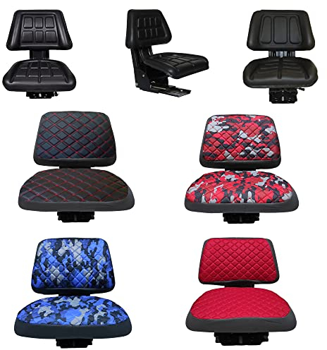 Binbir Trend Strapazierfähiger universeller Traktor-Sitzbezug für Traktoren mit flachen Sitzen, Gabelstapler-Sitzbezug, Camuflage-Muster, 4 Farben (schwarzes gesteppter)