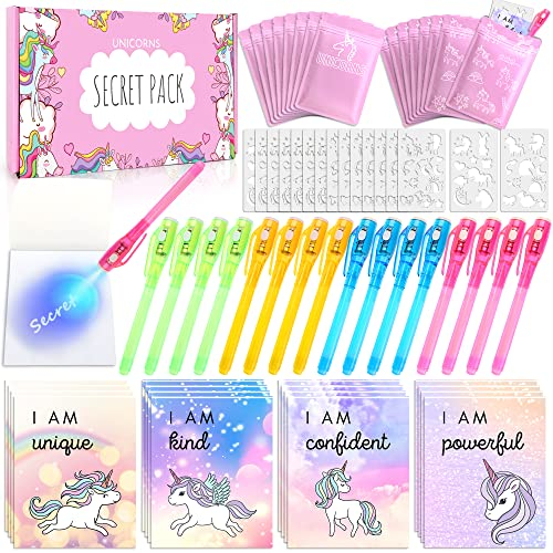MarckersHome UV Stift und Notizbuch, 16 Stück Mitgebsel, Zauberstifte Kinder, Kindergeburtstag Gastgeschenke, Adventskalender,Einhorn-Geschenk für Mädchen