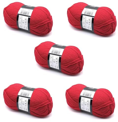 Lexicon Select Pack of 5 x 100g Balls Red Double Knitting Wool - Cherry