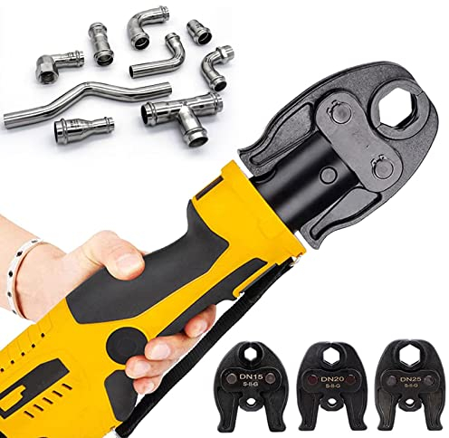 RCBDBSM Hydraulische Rostfreies Stahlrohr Presszange, Hydraulisches Crimpwerkzeug/hydraulischer Crimper für Rohrdurchmesser von 16 bis 28,6 mm, mit 3 Backen DN15 DN20 DN25 und 2 Akkus,series2