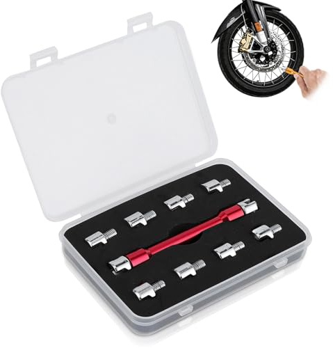 Hapivida Juego de Llaves para Radios, Llave Dinamométrica Ajustable con 10 Tamaños de 5.0 a 6.8mm en Aluminio y Hierro para Motocicletas y Bicicletas de Cross