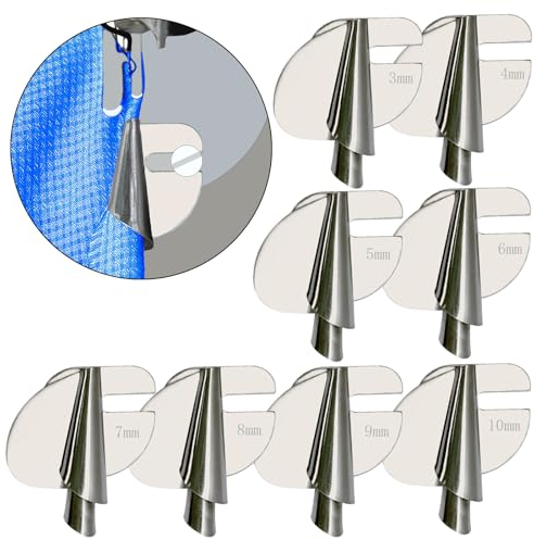 FLYAMAPIRIT Näh Rollsaumfuß Set [3 mm–10 mm] Edelstahl Rollsaum Nähfüße, gebogener Ringsaum Druckfußsatz für Nähmaschine, Nähsäumfüße (8Stück – 3~10mm)