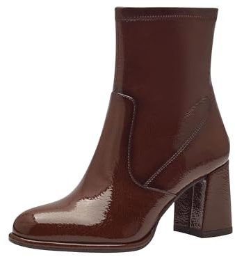 Tamaris Bottines à talon bloc pour femme, Marron breveté, 41 EU