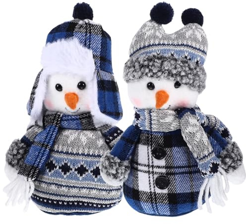 JOINPAYA 2pcs Christmas Snowman Plush Doll Ornaments: Miniature Xmas Cute Stuffed Snowman Doll Figurines for Party Home Decorations