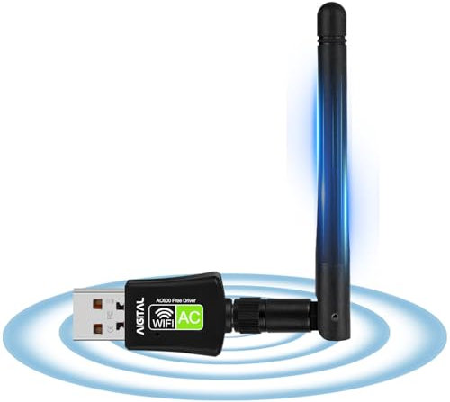 AC600 Adaptador WiFi USB para PC, Plug Y Play Receptor Wi-Fi Dual Band 5GHz/2.4GHz, 600Mbps Tarjeta de Red Inalámbrico, Mini Antena WiFi USB Compatible con Windows 11/10/8/7 /Vista/XP
