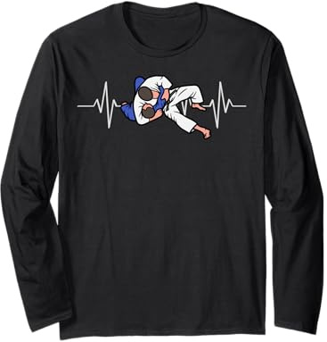 T-shirt de judo pour homme - Costume de judo pour garçon - Motif battements de cœur Manche Longue