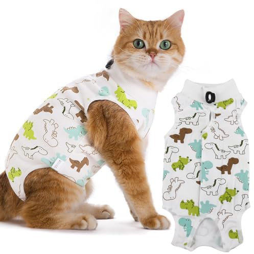 WeddHuis Katzenbody Nach Op Katze Body für Operation Kastration Weich Baumwolle Katzenbekleidung Anti Licking Alternative zu Halskrause für Katzen