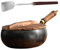 F Fityle Wok antiadhésif à fond rond, 24 cm x 10.5 cm x 21 cm, Poêle en fer, Pow Wok pour Restaurant général