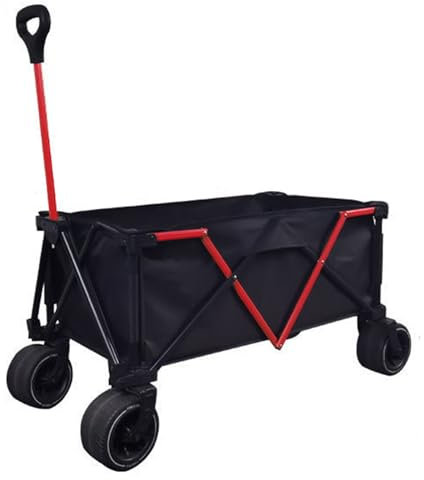 CCKUYT Carrello Pieghevole con Ruote Grandi per Tutti i Terreni, Carrello trasportatore per carichi Pesanti, Carrello a Mano per Lo Shopping Natalizio, camma Esterna
