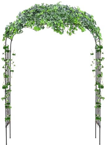 Arco de rosas, arco de jardín de metal para plantas trepadoras, arco para plantas, arco de rosas, arco de rosas ideal para patio trasero, césped, terraza, patio, decoración de boda, 180 x 40 x 240 cm