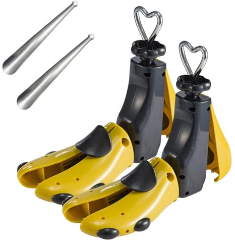 Universal Shoe Stretcher with a Metal shoe horn – Adjustable Length/Width Expander Boot Widener Stretch Left/Right Use for Tight Shoes | Fits Flats, Sneakers Men Women (2-Pack, For Shoes Size 4-8)