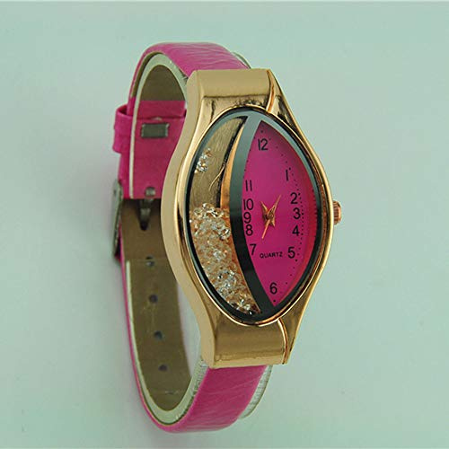 Typ klocka urtavla Semilunar Ellips kvinna rem litet armbandsur damklocka stora och höga klockor stora armband män, Rosa (Hot Pink), En storlek