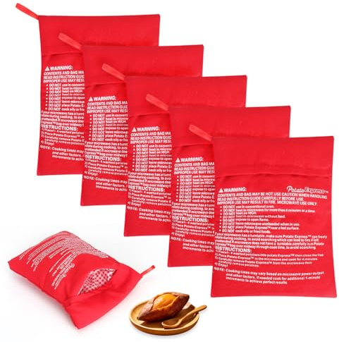 5 bolsas de patatas para microondas, bolsas de patatas para microondas, bolsas de patatas para batatas dulces, bolsas de cocina reutilizables para microondas para cocción rápida, sin horno, bolsas de