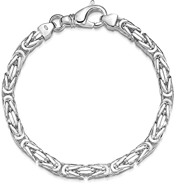 Silberketten Store Königsarmband 925 Silber Herren 6 mm Stärke I Männer Silberarmband mit Karabiner Verschluss I Armkette Herren vierkant hochglanz