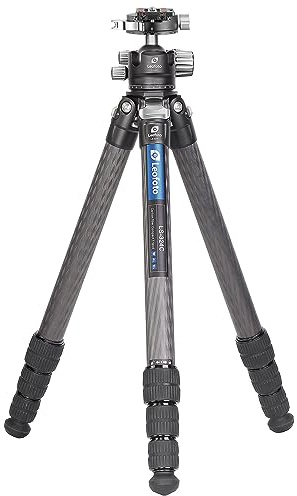 Leofoto - Ranger - Treppiede in carbonio con testa a sfera - Sistema Twist-Lock- Gambe regolabili in 3 angoli - Ideale per fotografia macro - LS-324C+LH-40PCL