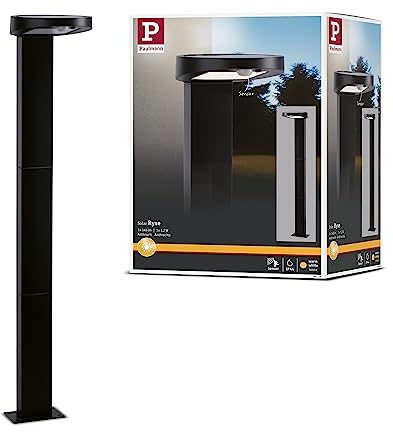 Paulmann 94249 Solar Pollerleuchte Ryse LED Außenleuchte incl. 1x1,2 Watt Anthrazit Kunststoff 3000 K Warmweiß, 1.2 W [Energieklasse A++]