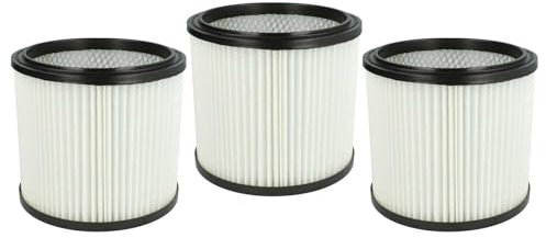 vhbw 3x Faltenfilter kompatibel mit Mauk NTS Nass/Trockensauger 30l 1200W, 20l 1200W Staubsauger - Filter, Patronenfilter, weiß