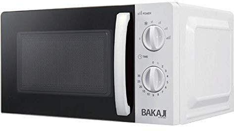 Bakaji Four à micro-ondes électrique capacité 20 l puissance 700 W 6 niveaux de puissance de cuisson réglables minuterie jusqu'à 30 min avec sonnette plateau intérieur pivotant + lumière