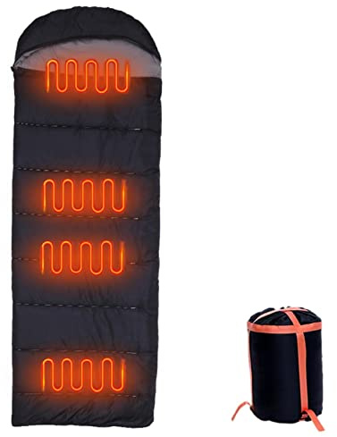 Voiakiu Sac de Couchage Chauffant Léger - Sac de Couchage Extérieur avec Batterie Rechargeable - Fonctionne avec Batterie Externe ou Alimentation USB Type C
