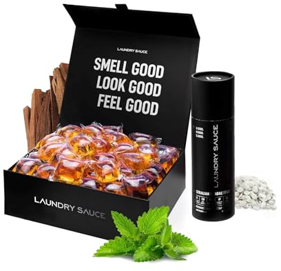 Laundry Sauce – lyxiga doftande tvättmedelskapslar och doftboosterpaket (australiensiskt sandelträ), premium tvättkapslar med exklusiva, sofistikerade dofter, färgfri & HE-kompatibel