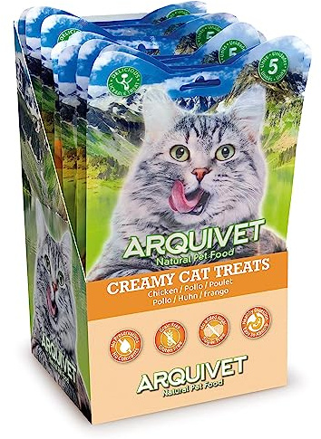 Arquivet - Creamy Cat Treats - Snack cremoso de Pollo (Expositor de 12 Bolsas con 5x14 g)