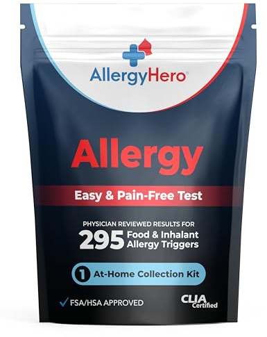 AllergyHero Comprehensive Food and Environmental Allergy Test Kit with 295 Triggers for Adults & Kids – Easy and Pain-Free at-Home Use Allergy Test Kit with Accurate Results