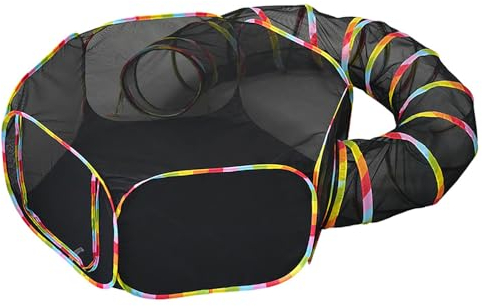 Tragbares Katzenzelt für den Außenbereich, Spielplatz, geschlossener Laufstall mit Tunnel, runder Katzenspieltunnel für Katzen, Kaninchen und Kleintiere, in Aufbewahrungstasche