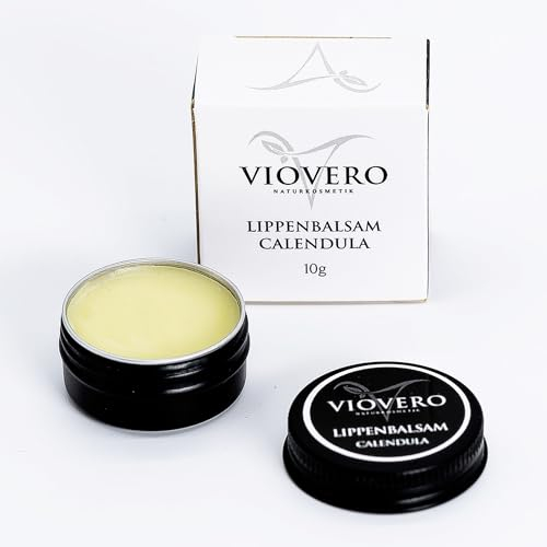 VioVero Naturkosmetik Bálsamo labial caléndula, cuidado de labios para labios secos, bálsamo labial, cuidado de labios con cera de abejas y extracto de caléndula, cuidado labial invierno, 10 g