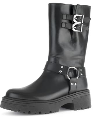 Gabor Damen Biker Boots, Frauen Stiefeletten,Best Fitting,uebergangsschuhe,uebergangsstiefel,Winterstiefeletten,schwarz(Altsilber),38 EU / 5 UK