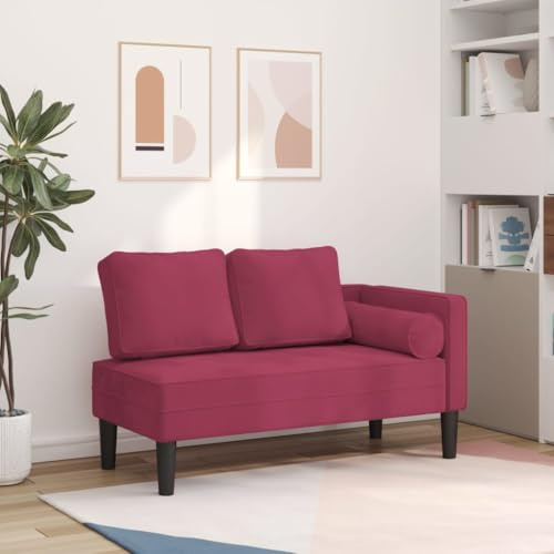 Gecheer Chaise Lounge con Cuscini Rosso Vino in Velluto