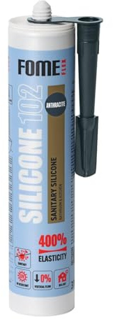 Sanitär silikon antracit FOME FLEX [310 ml] – mögelresistent (S1) silikon för badrum, handfat och fönstertätningar
