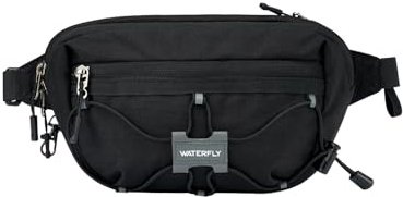Waterfly Petite Sac Banane Homme Femme avec RFID Blocage Sacoche Banane Antivol avec Ceinture Réglable pour Voyage Randonnée Cyclisme Balade Ville Vacances Noir
