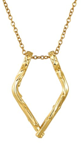 Flongo Möbius Ringhalter Halskette für Damen: Gold Geometrischer Dreieck Anhänger für Eheringe und Verlobungsringe - Ideales Geschenk für Frauen, Ehefrau, Freundin, Krankenschwestern und Ärztinnen