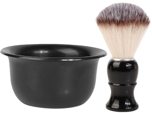 CTIRCHIU Set da Barba Uomo Pennello e Ciotola per Schiuma, Kit Accessori per Rasatura Confortevole e Pulizia Barba, per Cura Quotidiana e Mantenimento Igiene
