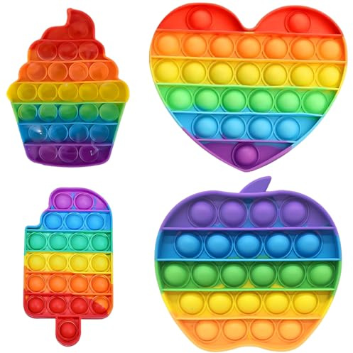 NOPVUFA 4 Pezzi Bubble Push Fidget Toys Giocattolo Sensoriale Unico Compressivo Calmante in Caso di Ansia Multicolore Regalo di Compleanno e Natale per Adulti e Bambini