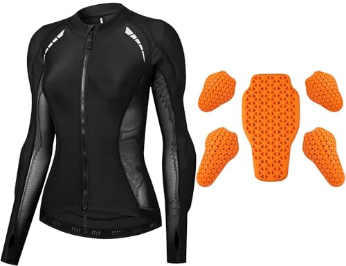 Coheritrix Camicia da moto blindata da donna, Giacca Moto Donna Estiva, Maglia Da Moto Estiva Elasticizzata con giacca di protezione per motocross e strada VTT Velo Route Course,Black-M